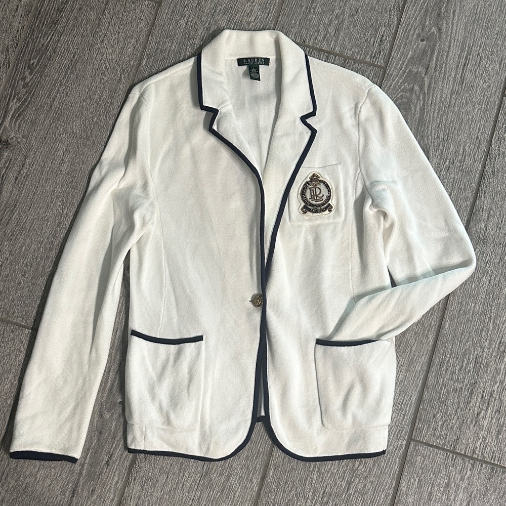 Ralph Lauren White Blazer with Navy Trim